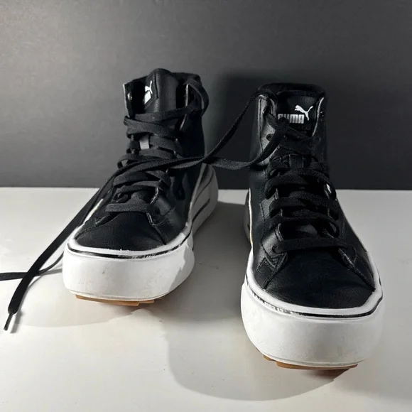 PUMA Black and White High-Top Sneakers Women’s Size 7 Athletic Shoes - Picture 11 of 14